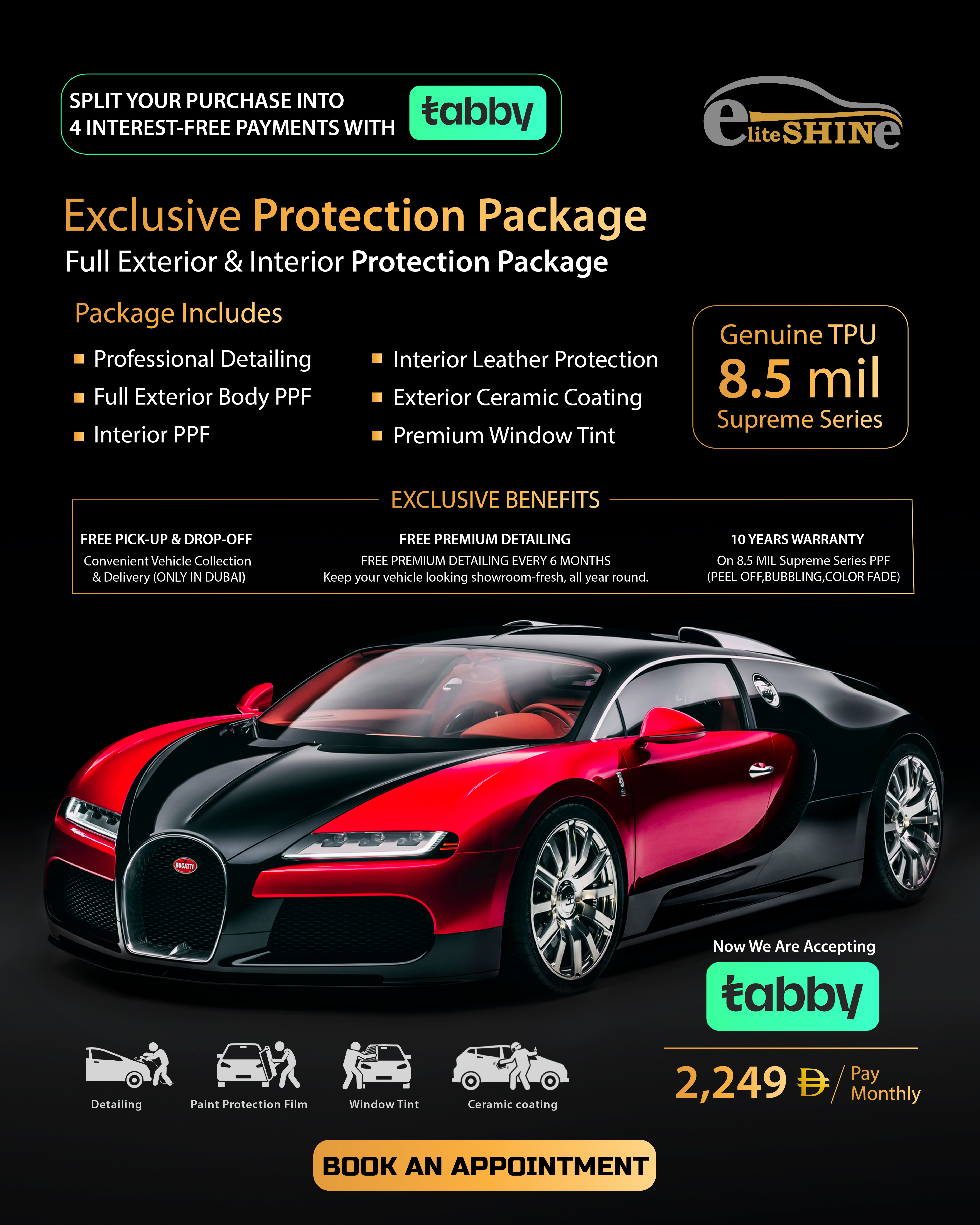 Elite Shine Exclusive Protection Package — Full Exterior & Interior Protection